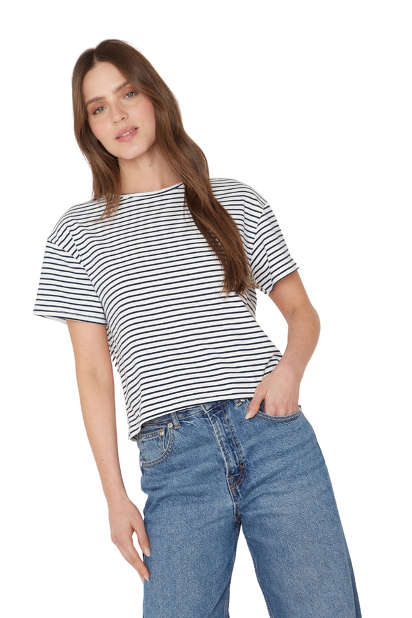 Polera Ara blanca y azul