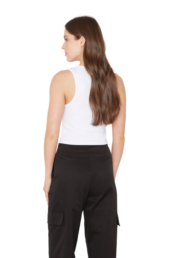 Rib Tank Top Crop blanco