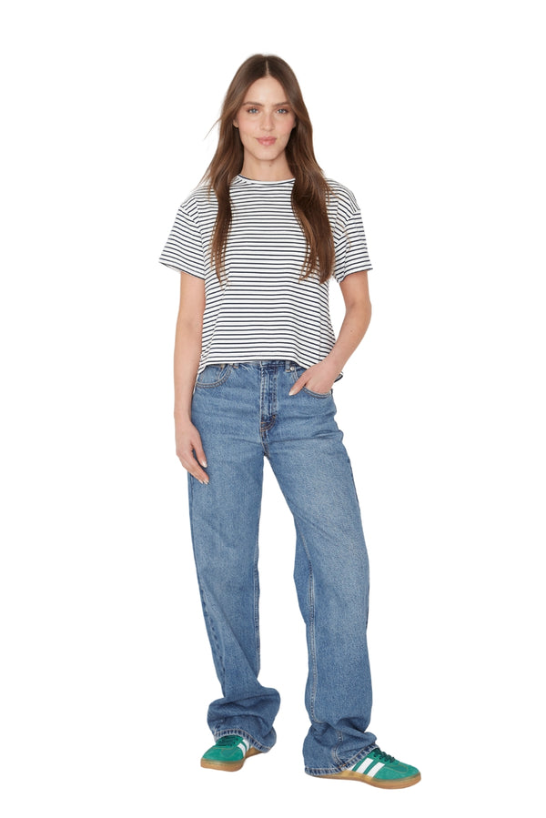Polera Ara blanca y azul