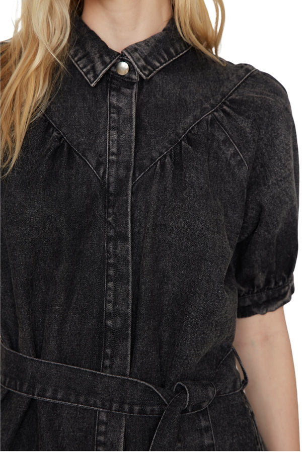 Vestido Denim manga corta negro