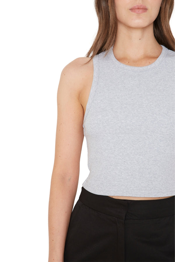 Rib Tank Top Crop gris