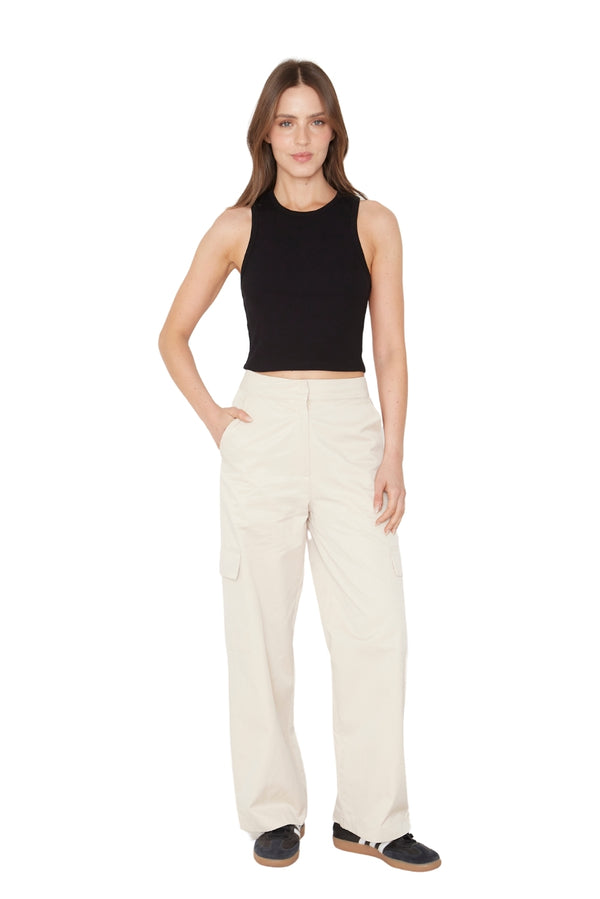 Rib Tank Top Crop negro