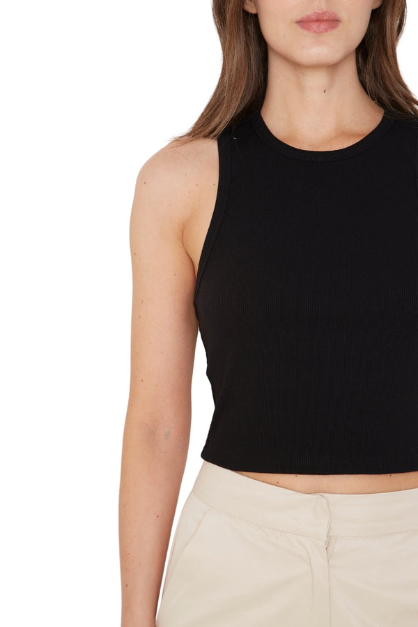 Rib Tank Top Crop negro