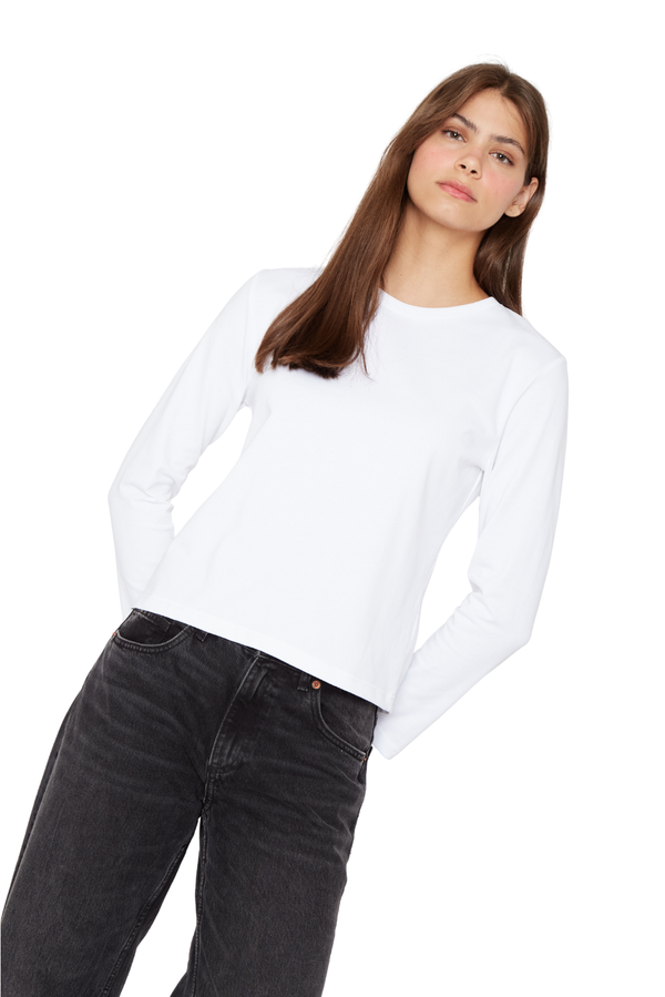 Polera Jacinta manga larga blanca