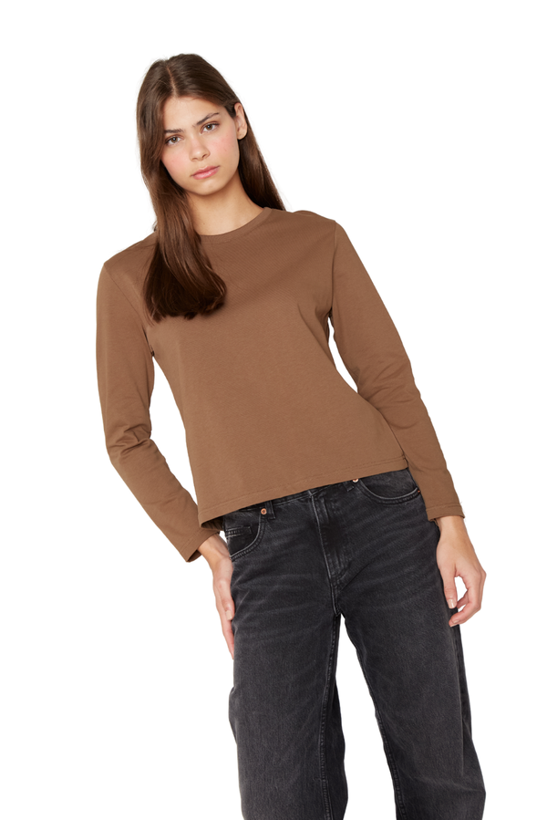 Polera Jacinta manga larga café