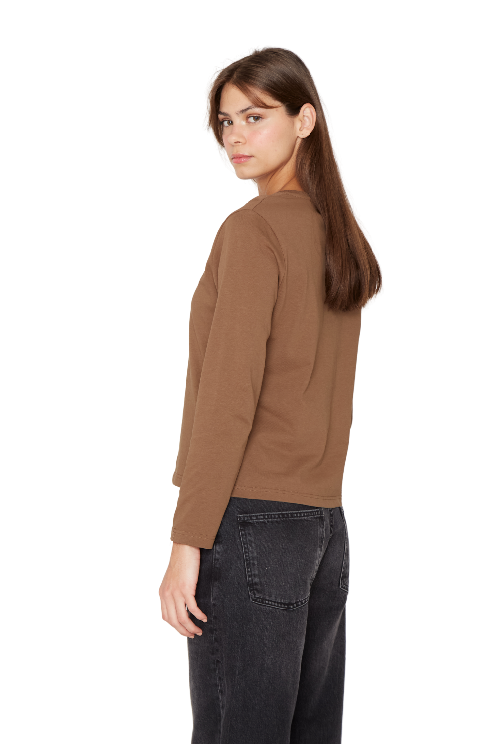 Polera Jacinta manga larga café