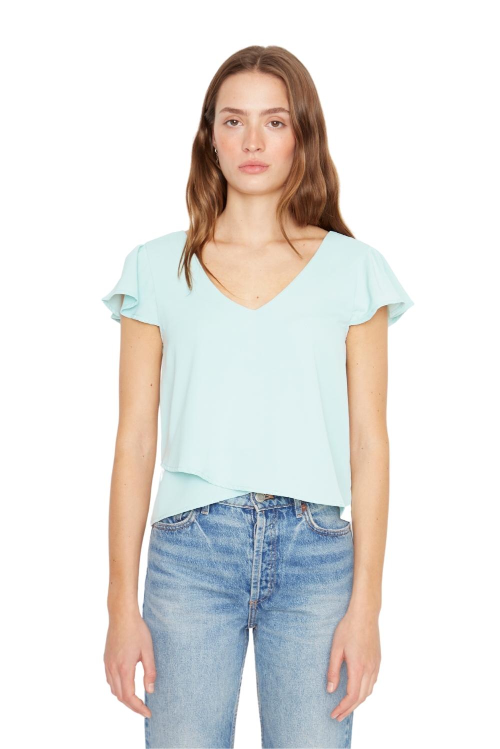 Polera Sara manga corta III celeste