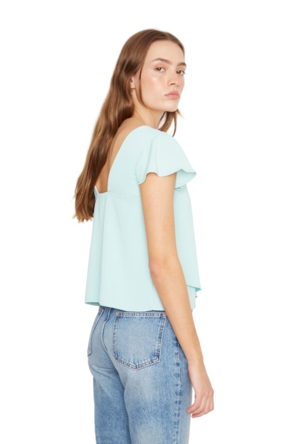 Polera Sara manga corta III celeste