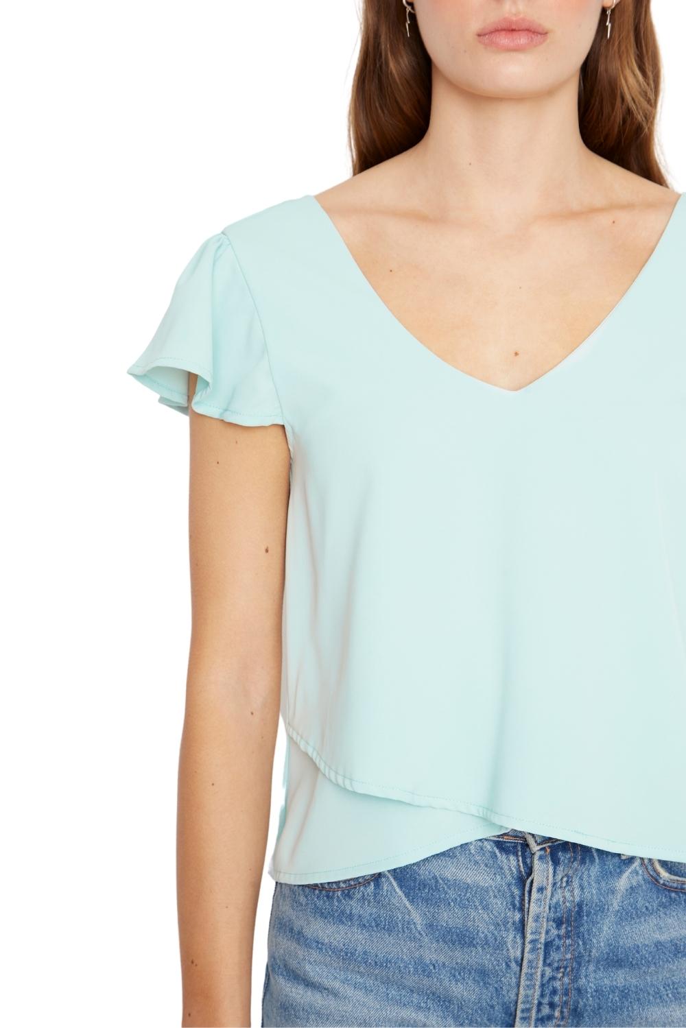 Polera Sara manga corta III celeste