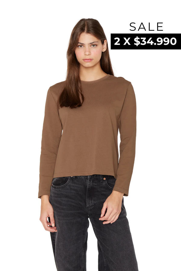 Polera Jacinta manga larga café