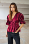 Blusa Siena Bright Peplum burdeo